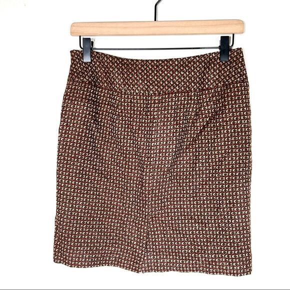 Loft wine red and brown tweed straight pencil skirt size 2 petite 2P B116 - Picture 5 of 5
